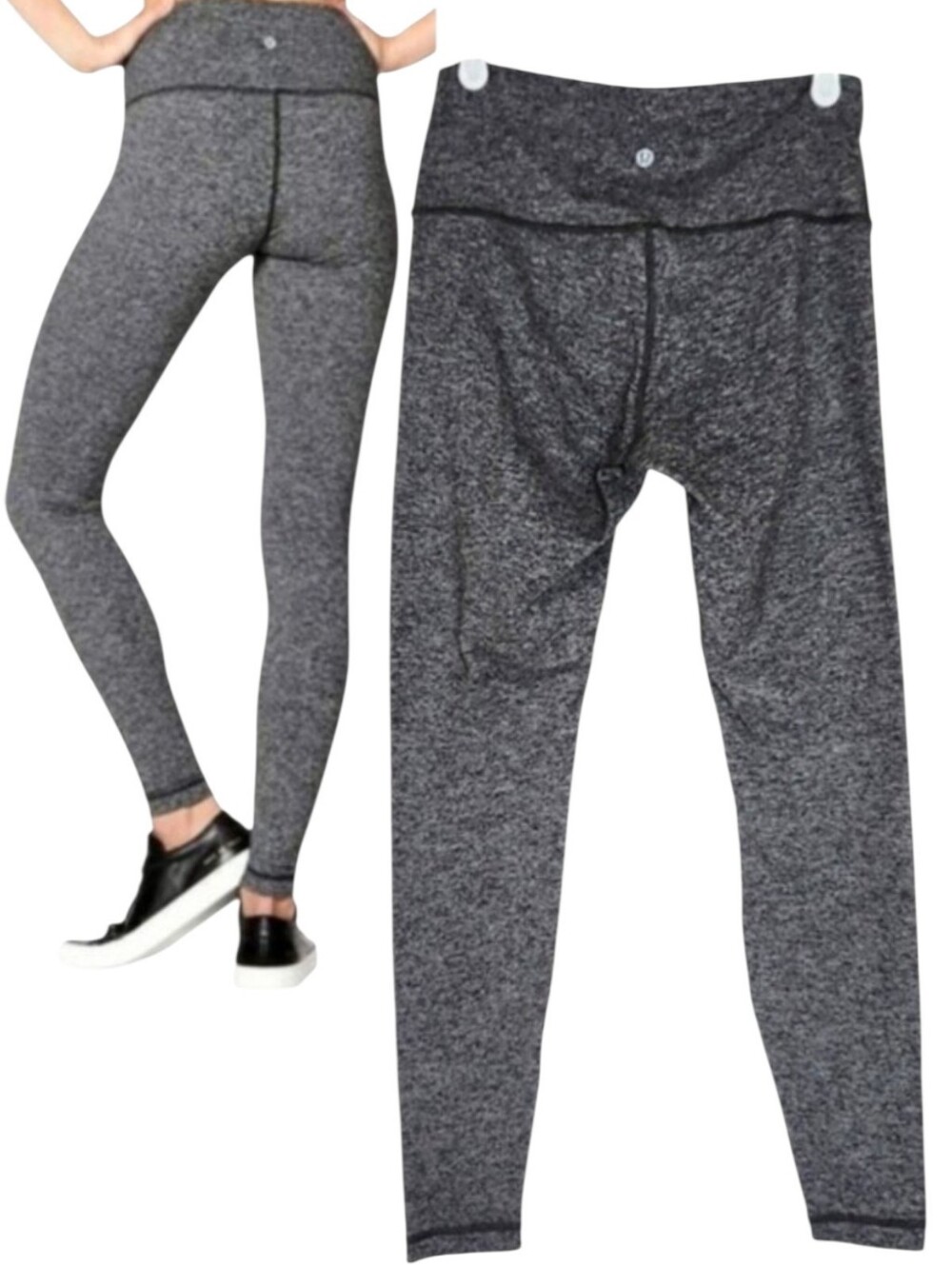 Lululemon Womens Wunder Under Hi Rise Tight 28 Heathered Black Luon Leggings 8